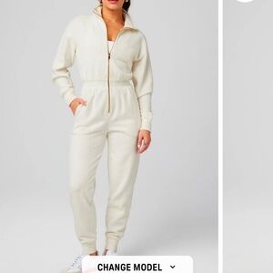 Fabletics bone cozy cord zip onesie